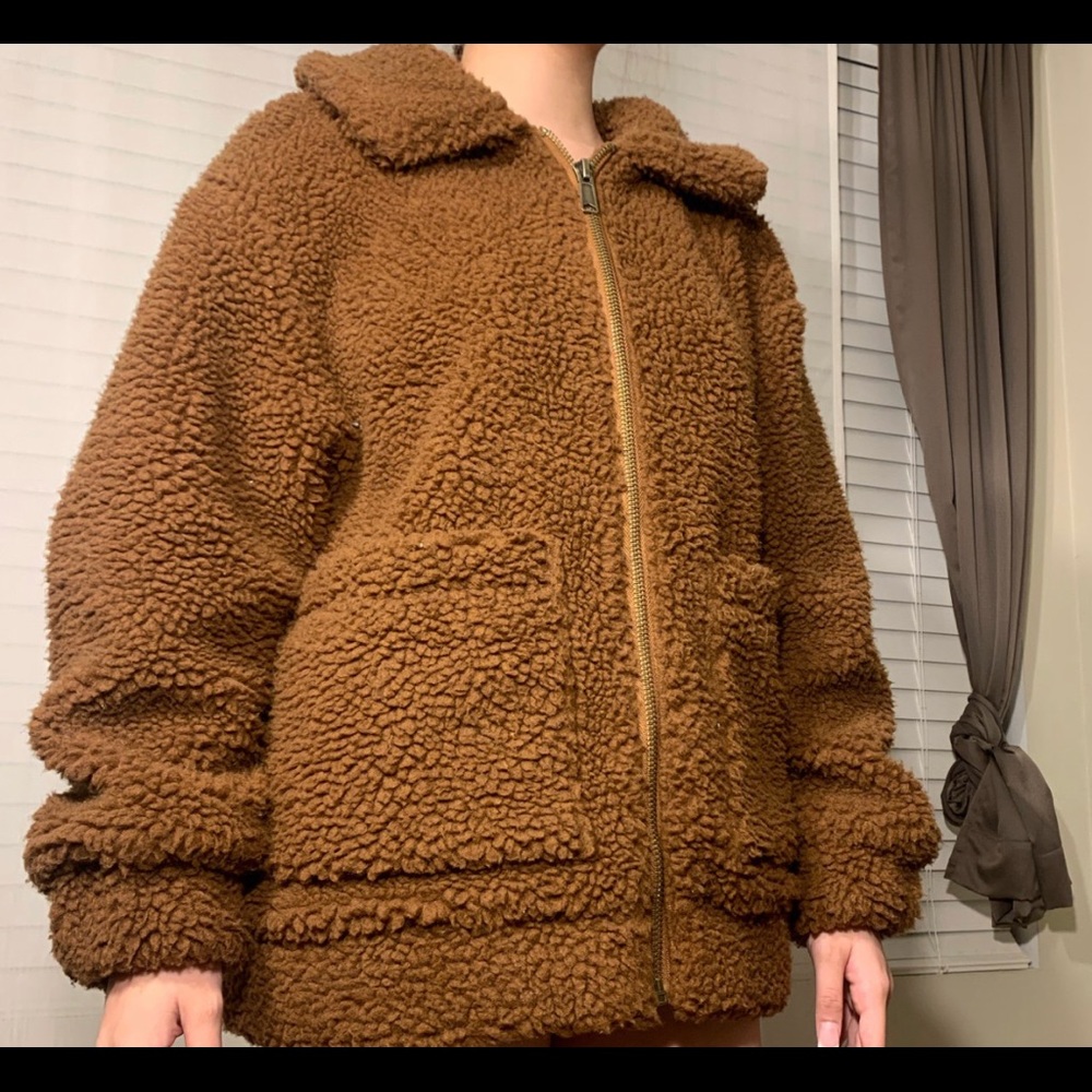Oversized Sherpa Jacket Brown